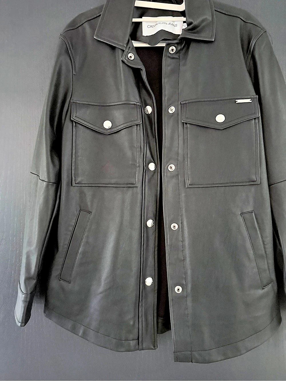 Calvin Klein Women's Leather Jacket in Black Size XS NWT